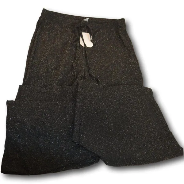 SOLY HUX Metallic Sequin Tie Front Elastic Waist Flare Leg Bottom Disco Pants XL - Image 4