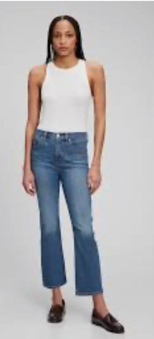 Gap Kick Fit High Waisted Crop Flare White Jeans - Image 4