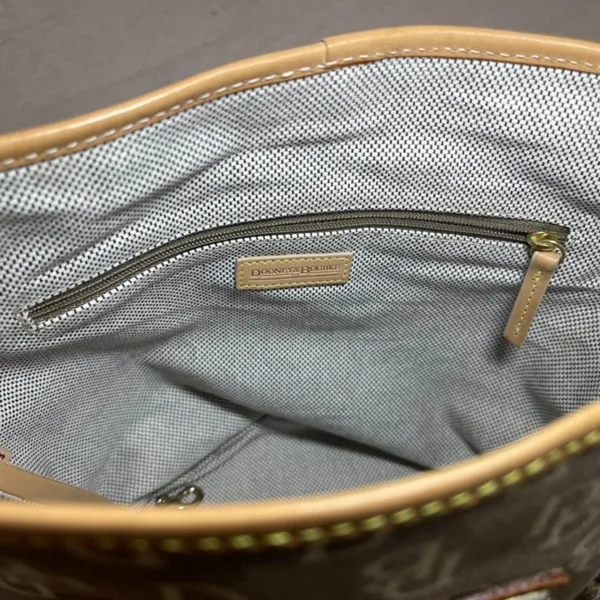 Dooney & Bourke | Vintage Tan and Gray Signature Classic Bucket Bag - Image 9
