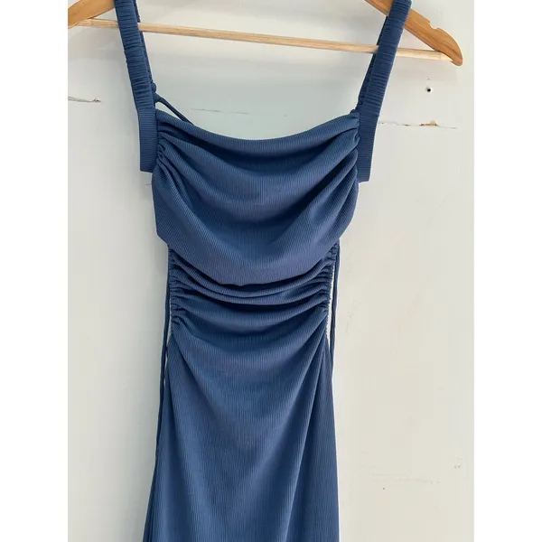 Hello Molly Frose on Repeat Midi Dress Blue XS US 2 Wedding Guest Cocktail - Image 6