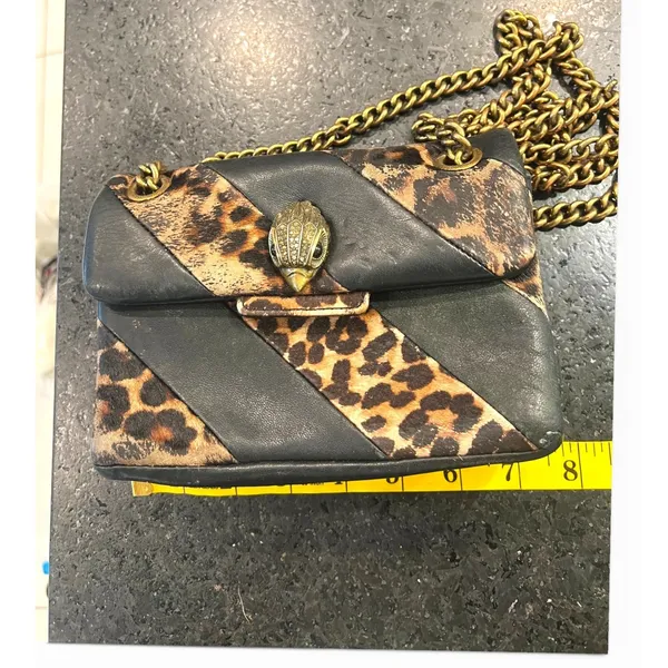 Kurt Geiger Soho small crossbody purse shoulder bag leopard print calf hair - Image 13