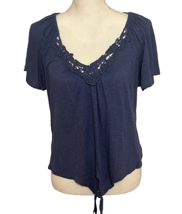Aeropostale Blue Y2K Summer Top Off the Shoulder Front Knot NWOT - Image 5
