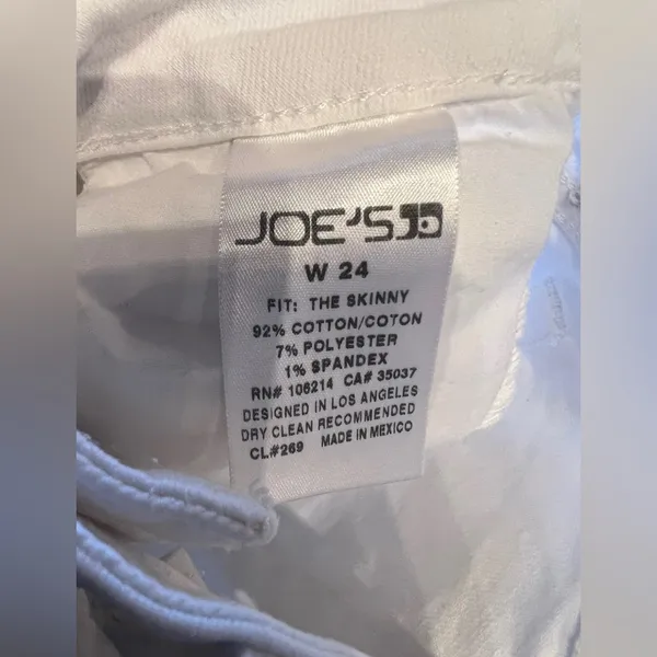 Joe’s Jeans White Distressed Unworn Denim Sz 24 Stretch Low Rise NWOT Ret $164 - Image 5