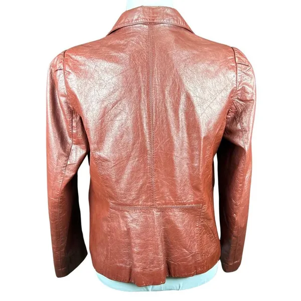 Vintage 70s Genuine Leather Burgundy Jacket - Image 3