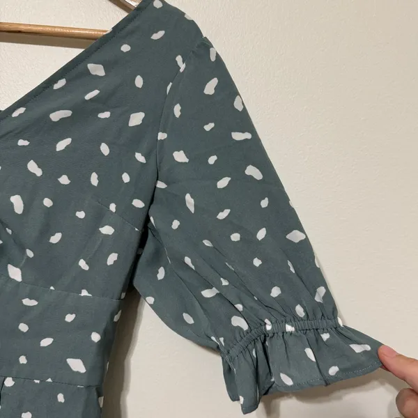 Abercrombie & Fitch Polka Dot Midi Dress Size XS Teal Green - Image 4