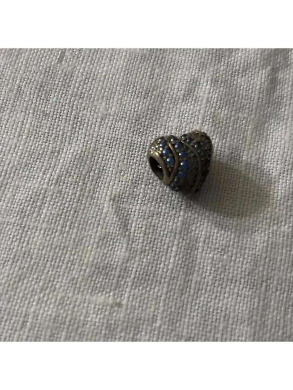 Pandora Heart-Shaped Silver and Blue Stone Pendant bracelet charm - Image 4