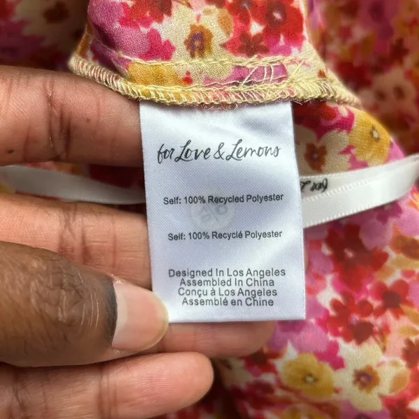 For Love and Lemons Pink Floral Midi Dress Size Small - Image 12