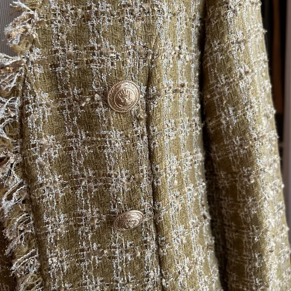 Elie Tahari Metallic Gold Tweed Long Coat Size Small NWT - Image 4