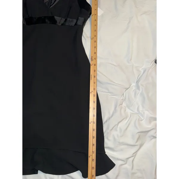 Jones‎ New York Dress Black Satin Trim Ruffle Hem Cocktail Dress Petite 8P - Image 10