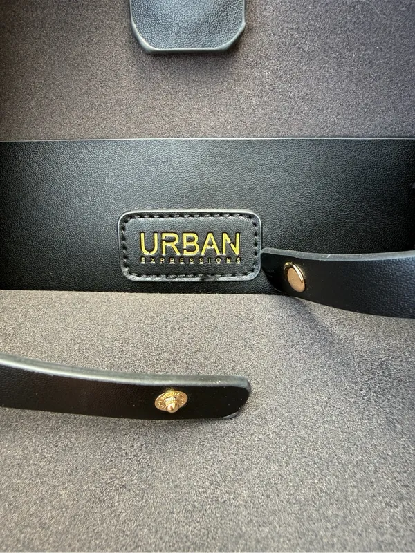 Urban Expressions Black Leather Shoulder Bag with Front Pocket - Image 3
