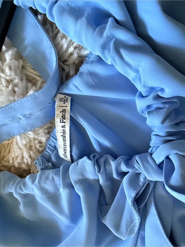 Abercrombie & Fitch Sky Blue Midi Dress with Front Tie - Image 3