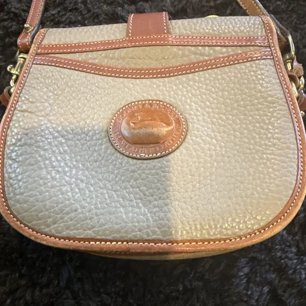 Vintage Dooney & Bourke Crossbody Bag Womens Medium Taupe Leather - Image 12