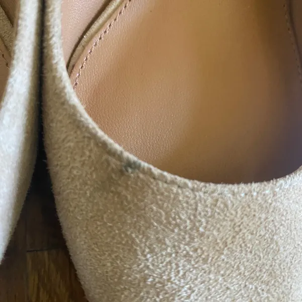 J.McLaughlin Kitten Heel Pump Women 8 Beige Suede Point Toe Leather Quiet Luxury - Image 5