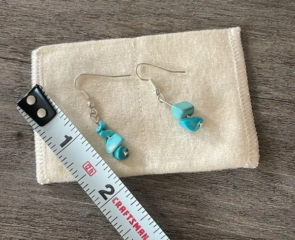 Women’s Turquoise Stone Dangle Earrings, Silver Tone Blue - Image 3