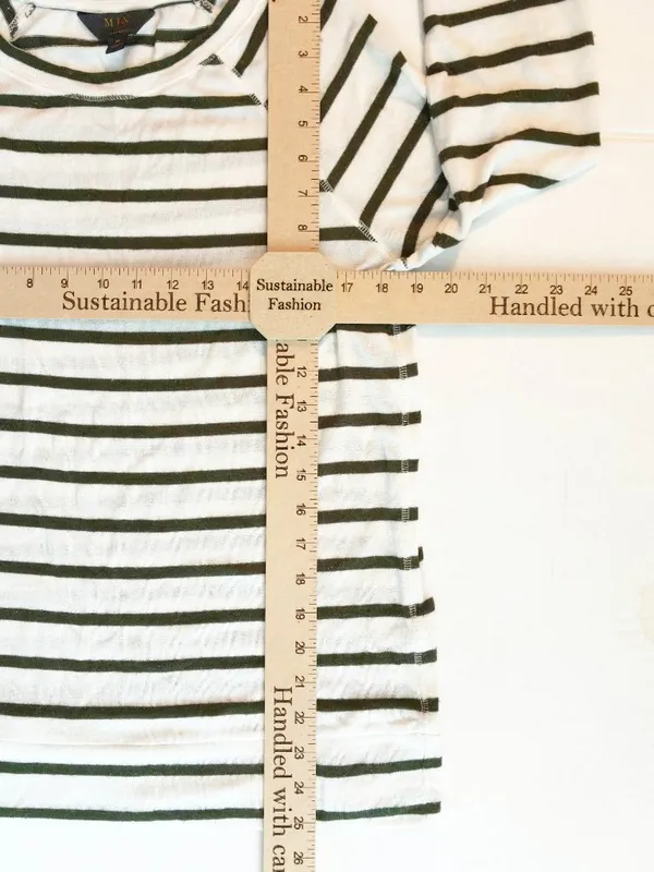 MIX Stitch Fix Green White Striped Raglan Top Transition Fall Light Sweater - M - Image 3