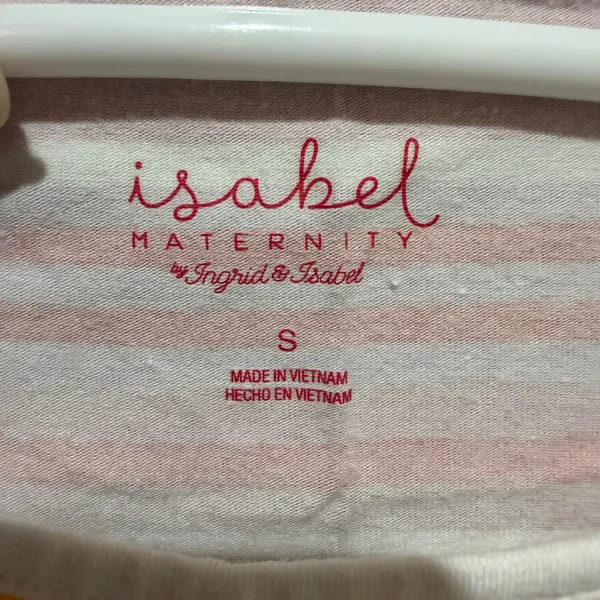 Ingrid & Isabel Pink and White Striped Maternity Top - Image 5