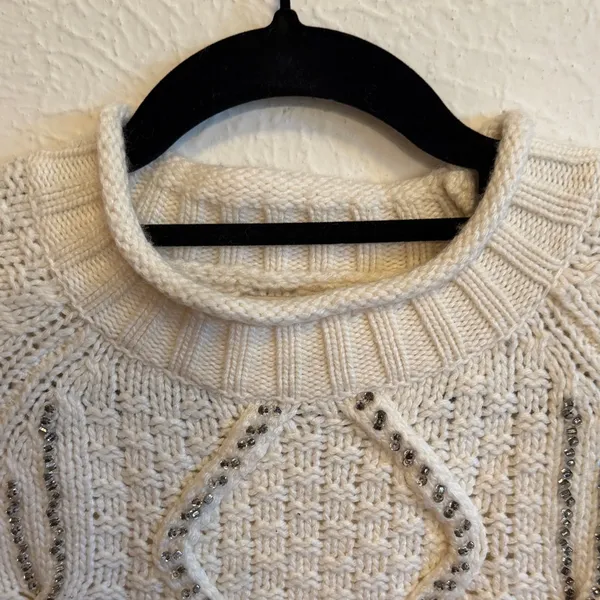 💋💋💋BOGOHO💋💋💋J.Crew Classic Cream Cable Knit Sweater-Small - Image 5