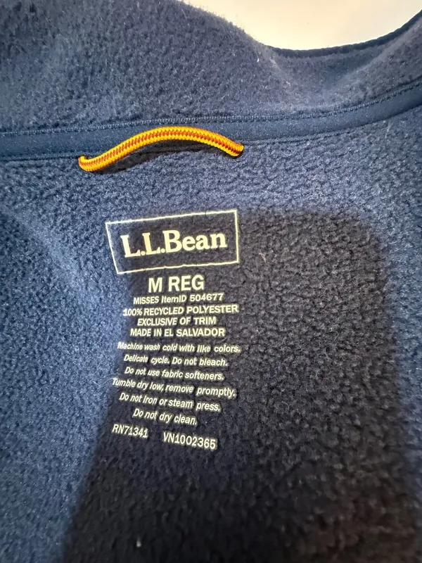 LL Bean Mountain Classic Fleece Navy Blue Jacket Full Zip Preppy Womens Med - Image 2