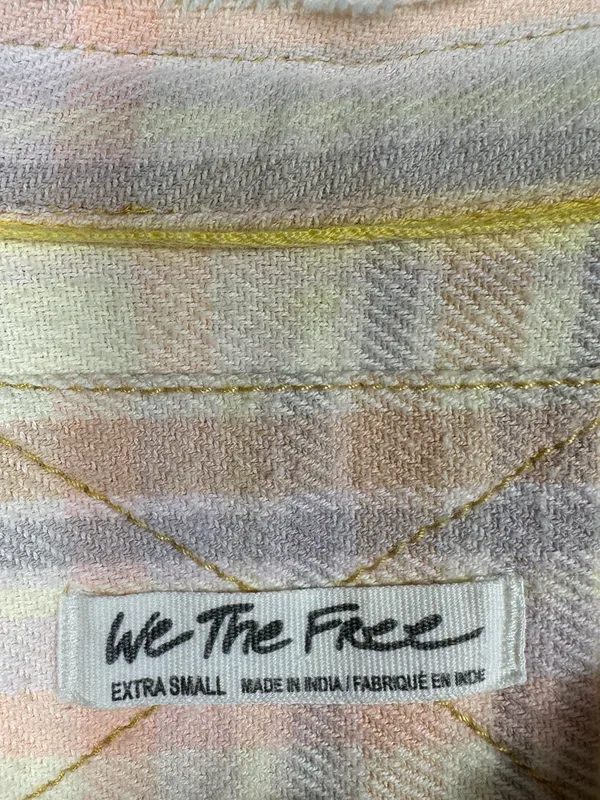 Free People We The Free Dunes Pintuck‎ Flannel Tunic Pastel Plaid XS - Image 8