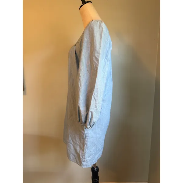 J.Crew Chambray Puff Sleeve Shift Dress Blue XS boho dainty cottage resort cute - Image 3