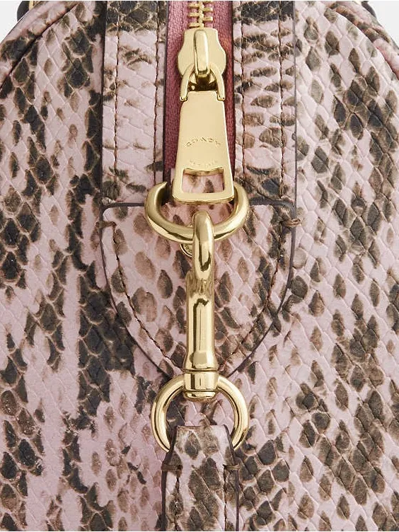 NEW Coach Rowan Pink Snakeskin Embossed Leather Satchel NWT - Image 5