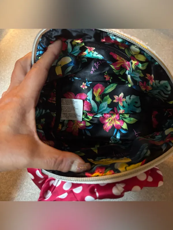 Betsey Johnson Pug Bow Polka Dot Rockabilly Pinup Heart Cosmetic Makeup Bag Dog - Image 5