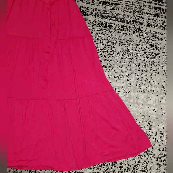 Loveappella Polish Pink Tiered Halter Maxi Dress Size Large NWOT - Image 8