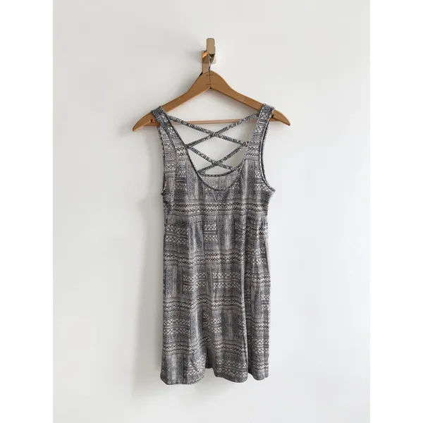 American Eagle‎ Outfitters Tribal Print Strappy Back Mini Dress Grey White Small - Image 2