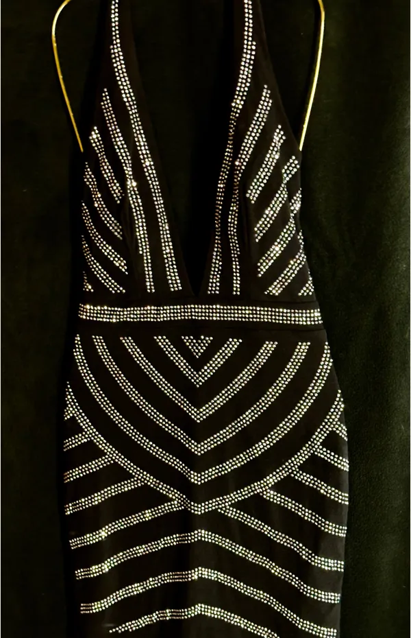 Boutique Black and Silver rhinestone mini dress - Image 4