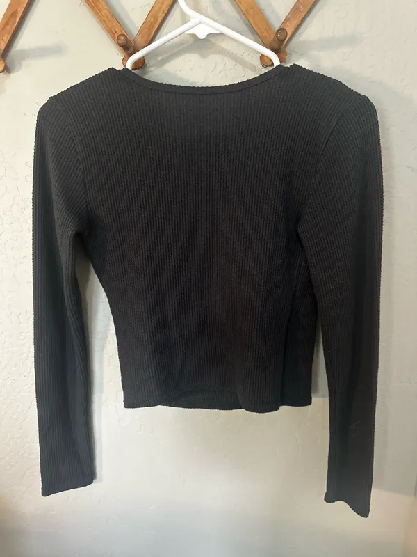 Aerie cropped wrap sweater charcoal - Image 2