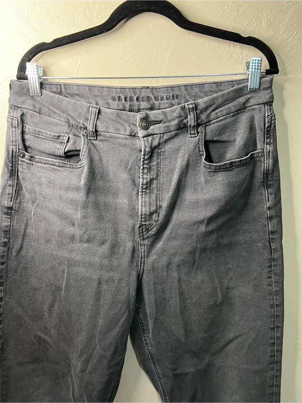 American Eagle Curvy Mom Washed Black High Rise Denim Jeans - Image 3