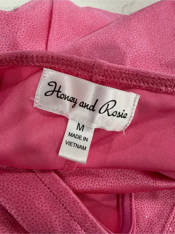 Honey and Rosie Pink Sparkle Wrap-Front Mini Dress - Image 2