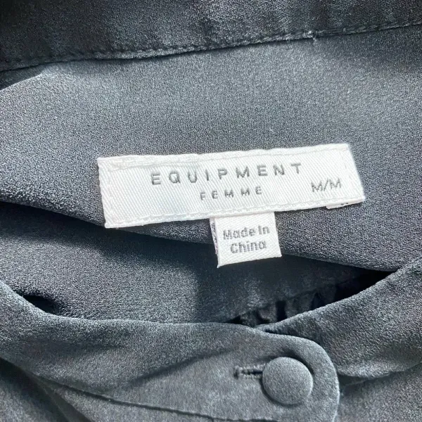 Equipment‎ Femme Francois Silk Shirt Button Down Dress in Black Size US Medium - Image 12