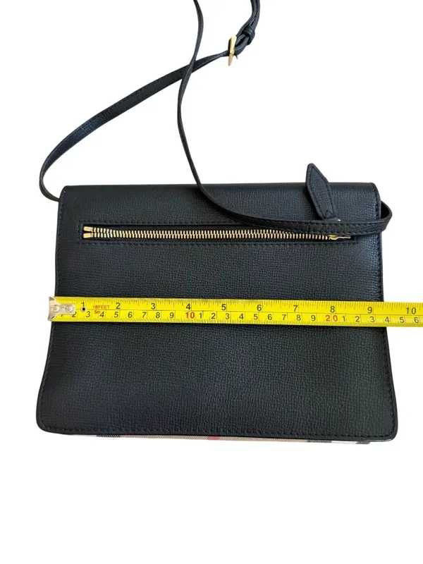 BURBERRY House Check Canvas Black Leather Macken Crossbody Bag - Image 13