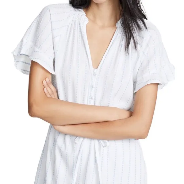 NWT Anthropologie PAIGE Ari dress size large 100% linen light blue white stripes - Image 3