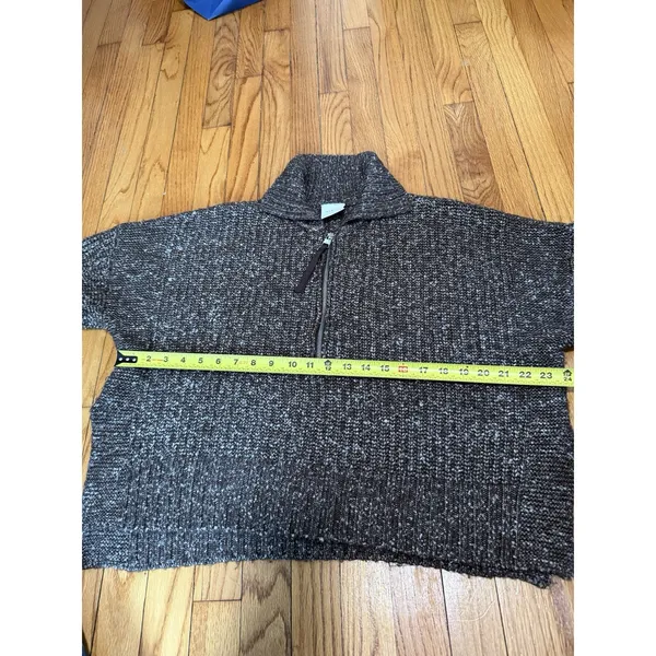 Varley Amelia Half Zip Knit Wool Blend Sweater Brown Flecked Boucle Size Small - Image 6