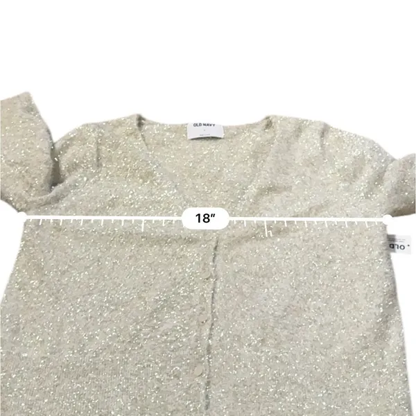 Old Navy Metallic‎ Party Cardigan Women's Small Gold Button Front Holiday - Image 6