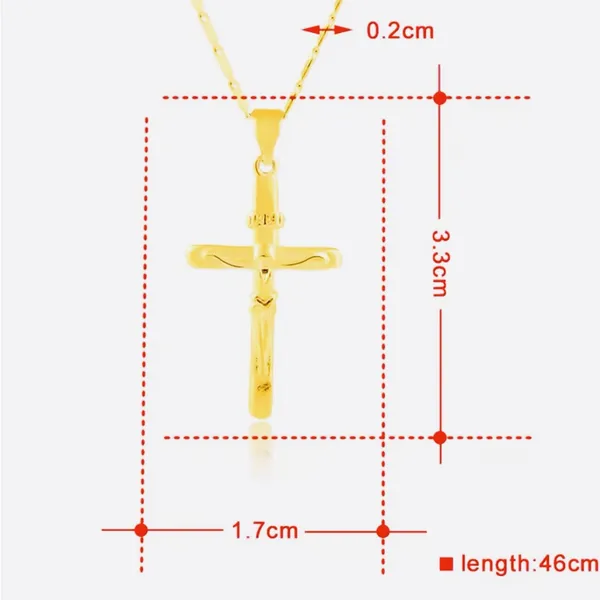 NEW 24k Yellow Gold Vermeil Crucifix Cross Pendant Necklace,‎ 16-18” - Image 4