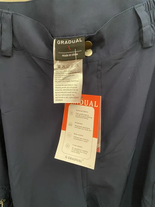 Men's Navy Cargo Pants with Zip Thigh Pockets and Elastic Waist - Image 5
