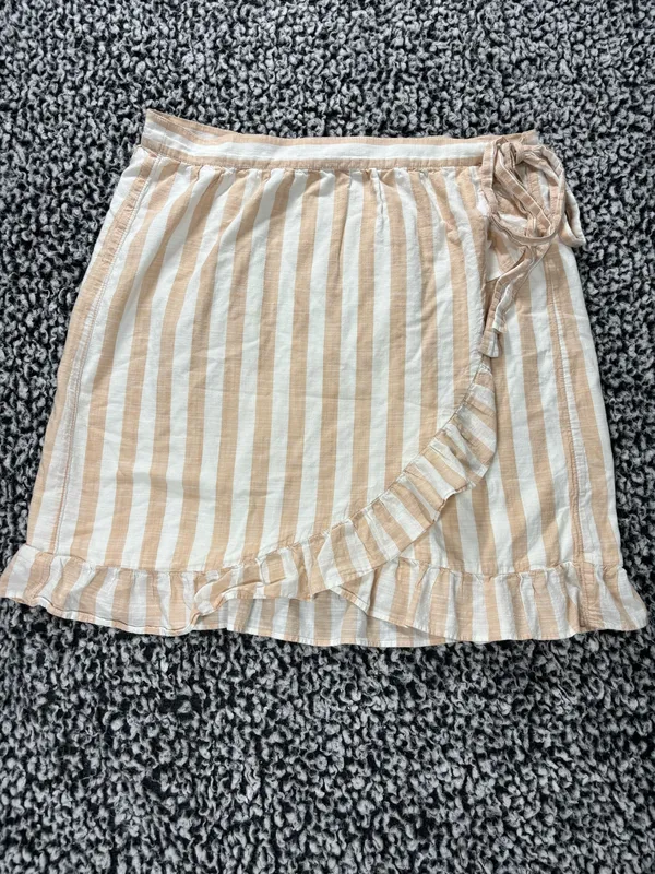 Striped Beige and White Wrap Skirt Women's Summer Skirt Nautical Coastalgrandma - Image 3