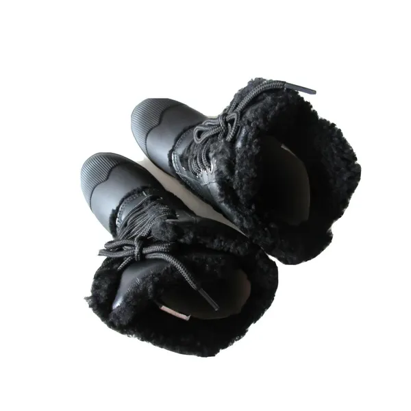 NIB HUNTER Original Shearling Lined Pac in Black Lace-up Rain Boots US 6 $235 - Image 3