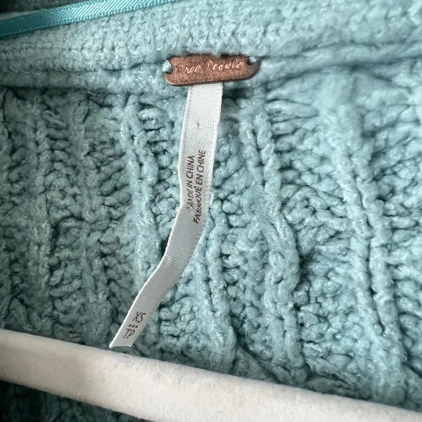 Free People Green Chunky‎ Knit Button Front Sweater XS Cozy Boho Cardigan - Image 8