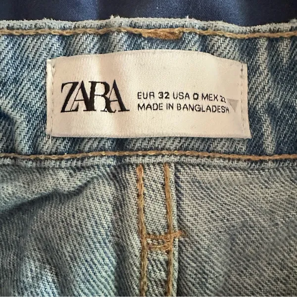 Zara Blue Jean Shorts Distressed Vintage Style 0 - Image 2
