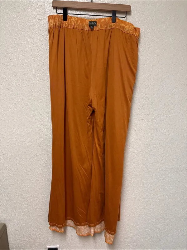 WONDERLY Yellow-Orange Floral Wide-Leg Pants Size XL - Image 10