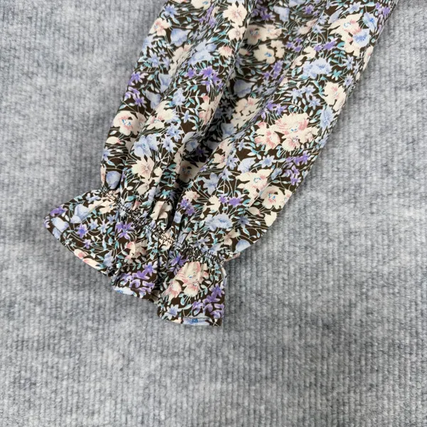 ASTR The Label Size-M Crop Top Brown Peach Floral Smocked Corset - Image 11