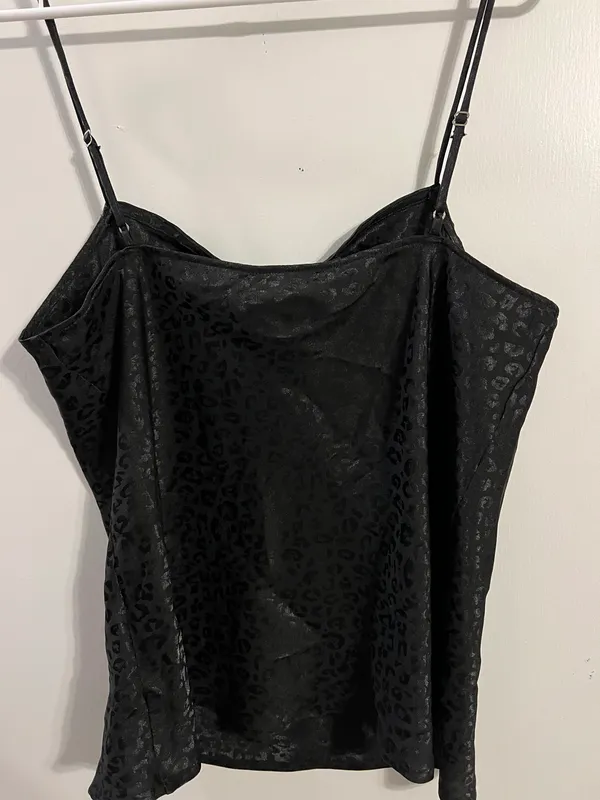 Black Cheetah Print Cowl Neck Tank - Image 2