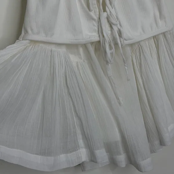 Free People Free-est Babydoll Layered Tank Top Ivory White Size Medium Cotton - Image 8