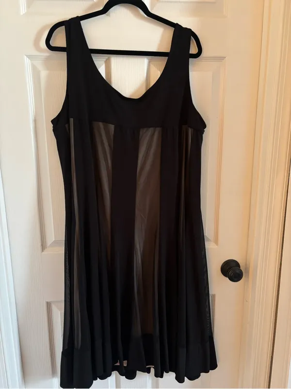 Dress Barn Black Sleeveless Sheer Panel A-Line Dress Size 20W - Image 3