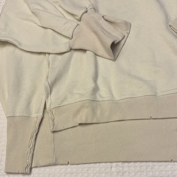 NEW! WE THE FREE PEOPLE Camden LARGE Gray Opal Cream Off-Shoulder Sweatshirt - Image 7