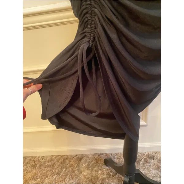 Black Ruched Cowl Neck Midi Dress by E.L.H. Studio - Image 6